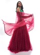 Cherry Red Line Lehenga with Green Choli